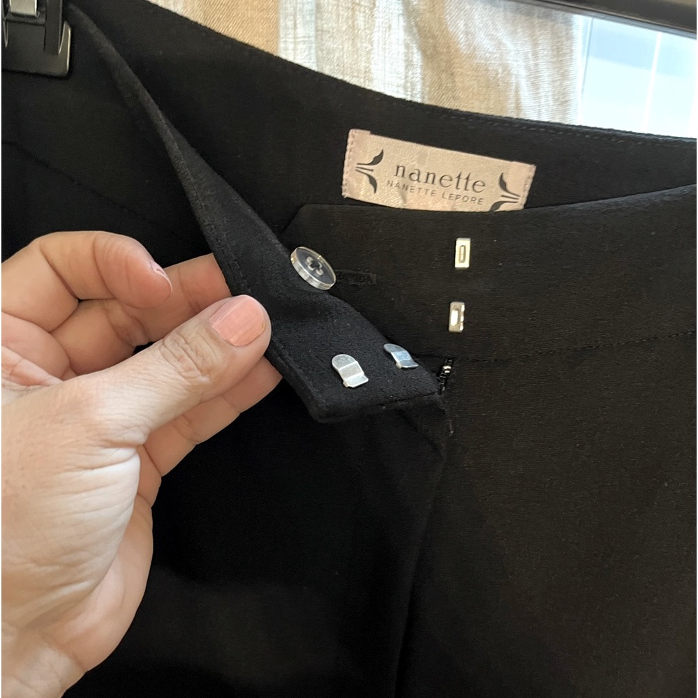 Flat Front High-w Black Size 14 Substantial Georgette-ish Long Pants FULLY LINED